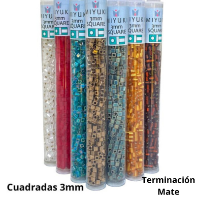 Mostacillas Miyuki - CUADRADA 3mm (Square) MATE