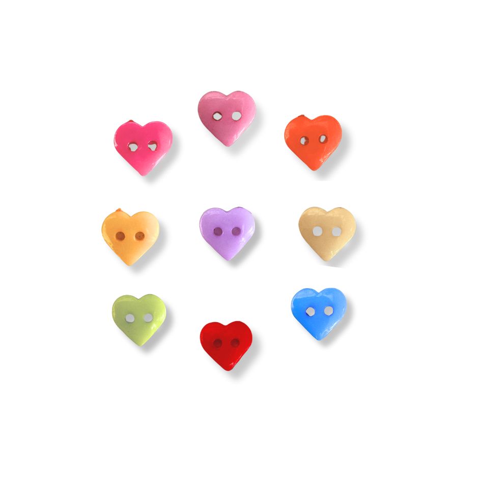 Botón Plastico Corazon (5 u) (dif.colores)