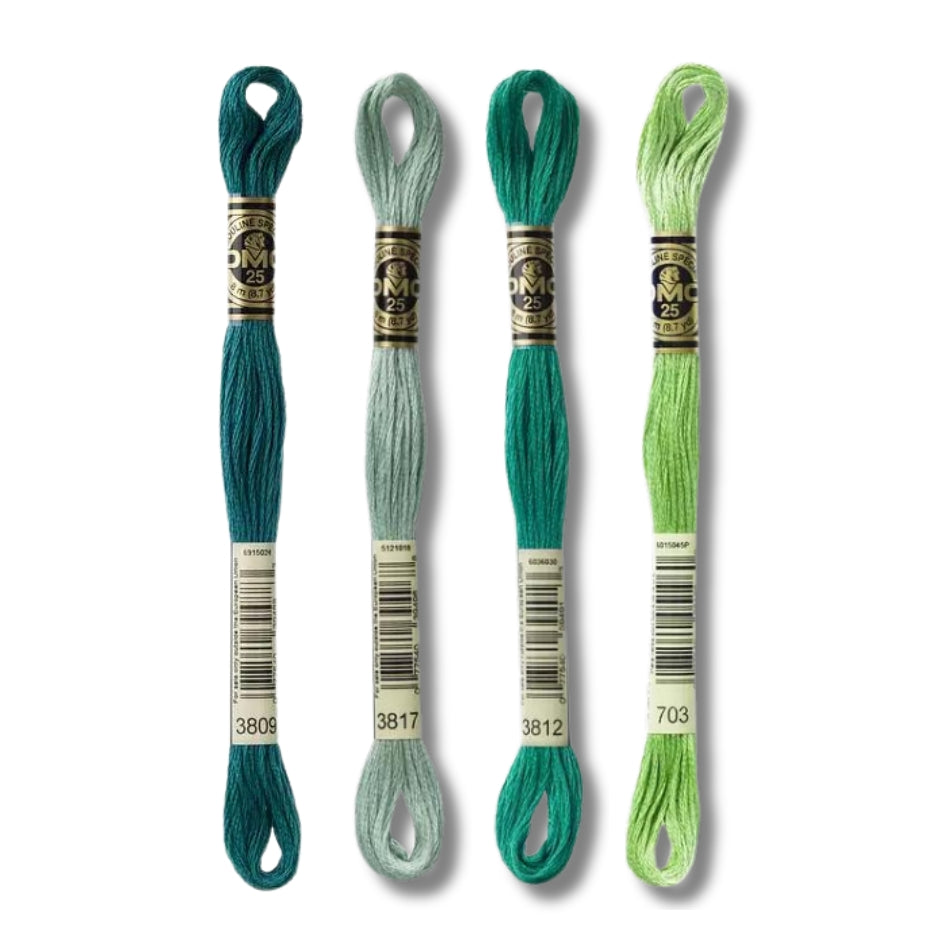 Hilo Bordar Mouliné 117 DMC (Verdes)
