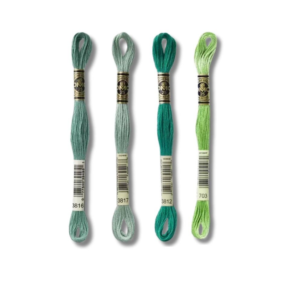 Hilo Bordar Mouliné 117 DMC (Verdes)