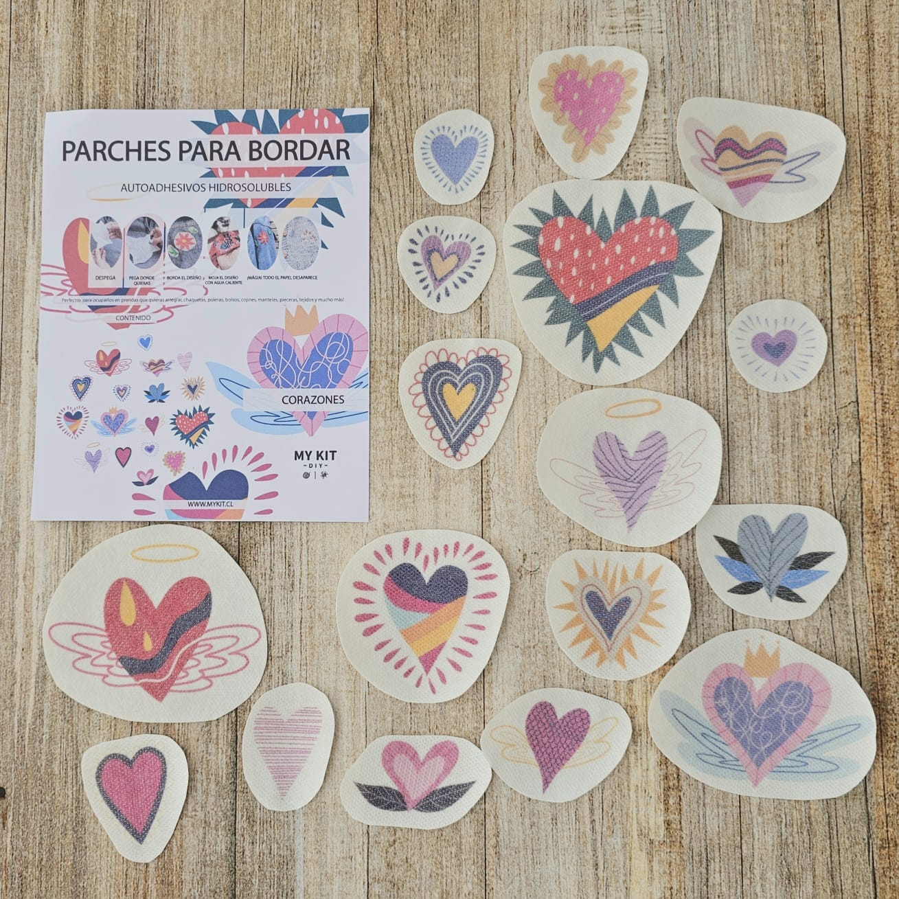 Set de Parches bordado Color Corazones Detente (MY KIT)
