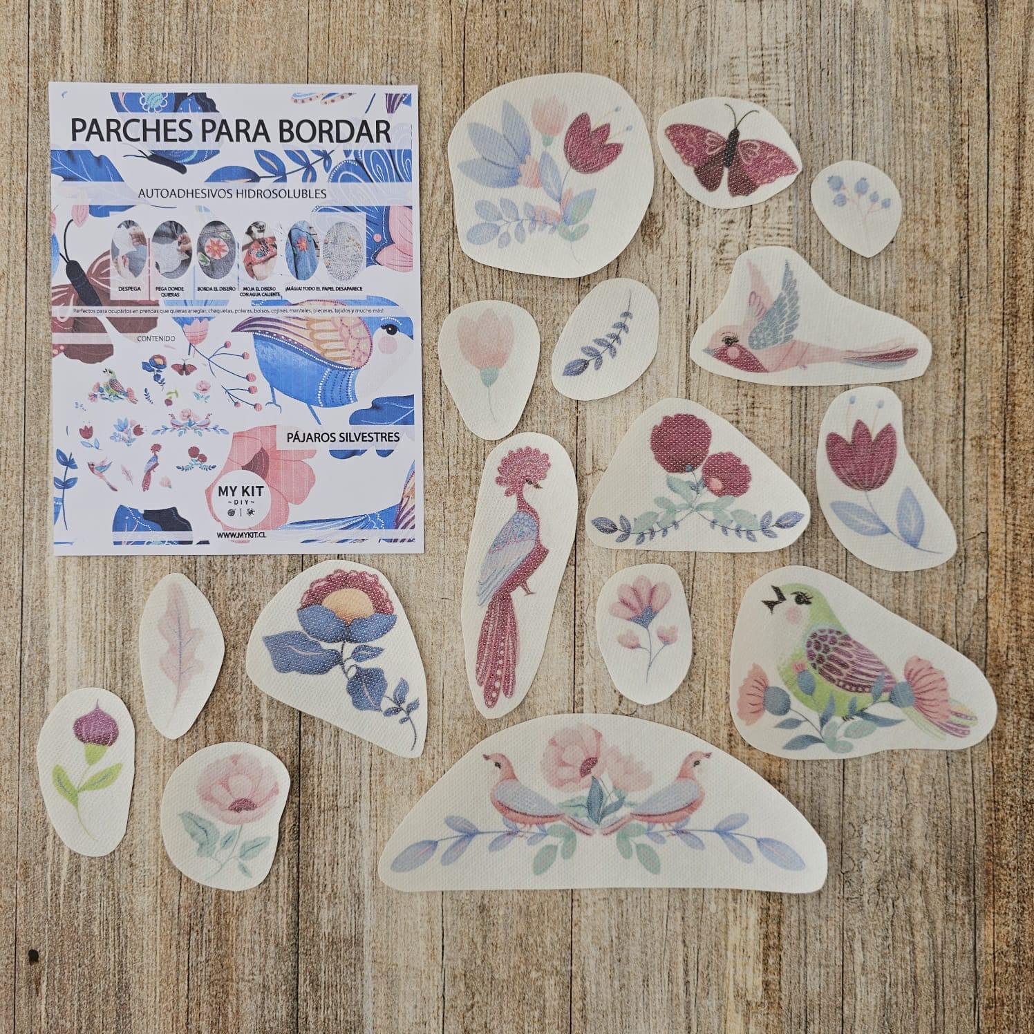 Set de Parches bordado Color Pájaros Silvestres (MY KIT)